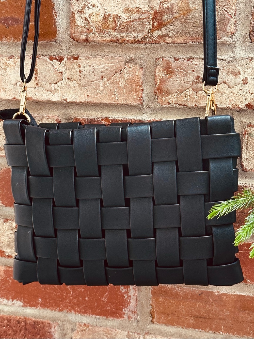 Anthropologie Lindy Black Woven Convertible Crossbody Clutch NWT